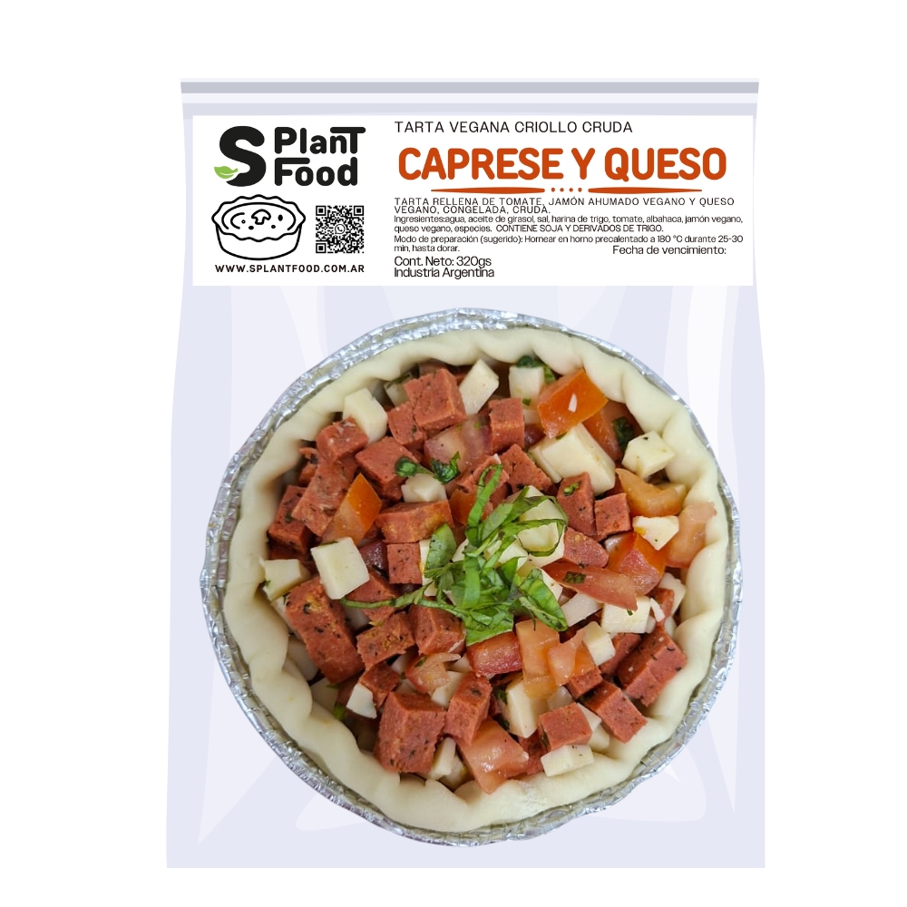 Tarta de Caprese y Queso. Crudo, Congelado. Vegano (Masa Criolla)   