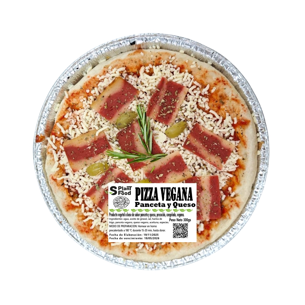  Pizza de Panceta y Queso. Individual, Congelado. Vegano