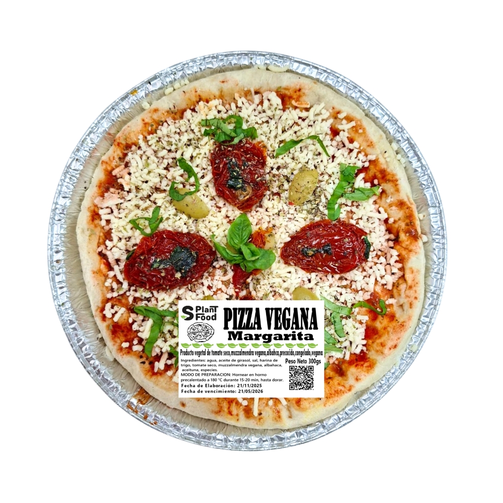  Pizza Margarita. Individual, Congelado. Vegano  